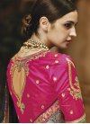 Captivating Navy Blue and Rose Pink Contemporary Saree For Party - 2