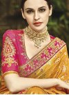 Mustard and Rose Pink Contemporary Style Saree - 1
