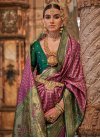 Fuchsia and Green Woven Work Traditional Designer Saree - 1