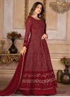 Faux Georgette Embroidered Work Asymmetrical Salwar Suit - 1
