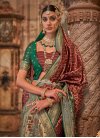 Woven Work Green and Maroon Designer Contemporary Style Saree - 1