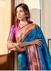 Blue and Rose Pink Woven Work Designer Contemporary Style Saree - 2