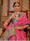 Jacquard Woven Work Green and Rose Pink Designer Contemporary Style Saree - 1