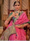 Jacquard Silk Green and Rose Pink Designer Contemporary Style Saree For Festival - 1