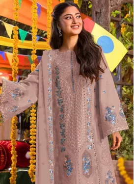 Chiffon Palazzo Suit with Embroidered Work for Ceremonial in Beige