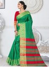 Kanjivaram Silk Green and Red Trendy Saree - 1
