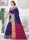 Navy Blue and Red Thread Work Trendy Classic Saree - 1