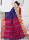 Navy Blue and Red Thread Work Trendy Classic Saree - 2