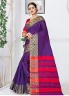 Purple and Red Kanjivaram Silk Traditional Saree - 1