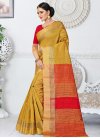 Kanjivaram Silk Mustard and Red Thread Work Classic Saree - 1