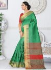 Green and Red Thread Work Trendy Saree - 1