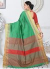 Green and Red Thread Work Trendy Saree - 2