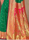 Silk Blend Green and Rose Pink Designer Contemporary Style Saree - 2
