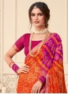 Orange and Purple Chiffon Traditional Designer Saree For Casual - 1