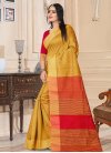 Kanjivaram Silk Mustard and Red Thread Work Trendy Saree - 1