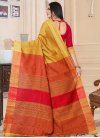 Kanjivaram Silk Mustard and Red Thread Work Trendy Saree - 2