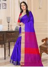 Kanjivaram Silk Blue and Red Contemporary Style Saree For Festival - 1