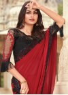 Black and Red Faux Georgette Designer Contemporary Saree - 1
