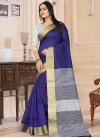 Kanjivaram Silk Navy Blue and Silver Color Thread Work Trendy Classic Saree - 1