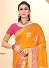 Woven Work Mustard and Rose Pink Trendy Classic Saree - 1