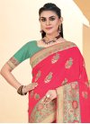 Banarasi Silk Rose Pink and Sea Green Woven Work Designer Contemporary Saree - 1