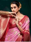 Pink and Red Woven Work Trendy Classic Saree - 1
