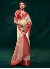 Cream and Red Woven Work Traditional Designer Saree - 2
