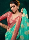 Red and Turquoise Designer Contemporary Saree - 1