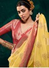 Woven Work Red and Yellow Designer Contemporary Style Saree - 1