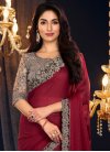 Embroidered Work Shimmer Georgette Trendy Classic Saree For Party - 1