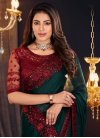 Shimmer Georgette Bottle Green and Red Designer Contemporary Style Saree - 1