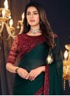 Shimmer Georgette Bottle Green and Red Designer Contemporary Style Saree - 2