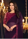Purple and Rose Pink Embroidered Work Designer Contemporary Saree - 2