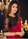 Shimmer Georgette Embroidered Work Black and Red Designer Contemporary Saree - 2
