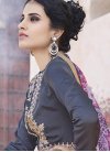 Grey and Off White Embroidered Work Readymade Anarkali Salwar Suit - 1