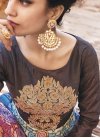 Compelling Blue and Brown Cutdana Work  Readymade Long Length Suit - 2
