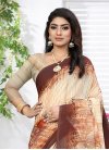 Faux Georgette Beige and Coffee Brown Designer Contemporary Saree - 1
