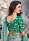 Sea Green and Silver Color Embroidered Work Designer Contemporary Style Saree - 1