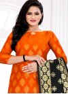 Black and Orange Woven Work Trendy Churidar Salwar Suit - 1