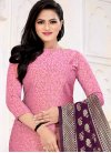 Art Silk Pink and Purple Woven Work Trendy Churidar Salwar Kameez - 1