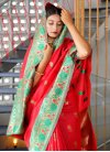 Red and Teal Designer Contemporary Saree For Festival - 1