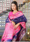Navy Blue and Rose Pink Designer Contemporary Style Saree For Ceremonial - 1