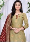 Beige and Maroon Trendy Palazzo Salwar Suit For Casual - 1