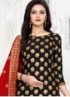 Black and Red Woven Work Art Silk Trendy Churidar Salwar Suit - 1