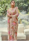 Faux Georgette Beads Work Designer Contemporary Style Saree - 1