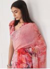 Faux Georgette Pink and Turquoise Designer Contemporary Saree - 1