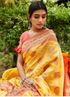 Peach and Yellow Trendy Classic Saree For Ceremonial - 1
