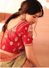 Beige and Red Embroidered Work Designer Contemporary Style Saree - 1