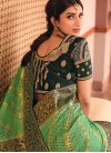 Embroidered Work Bottle Green and Sea Green Traditional Designer Saree - 1