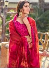 Faux Georgette Red and Rose Pink Digital Print Work Designer Contemporary Saree - 1
